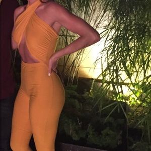 Yellow fitted jumpsuit